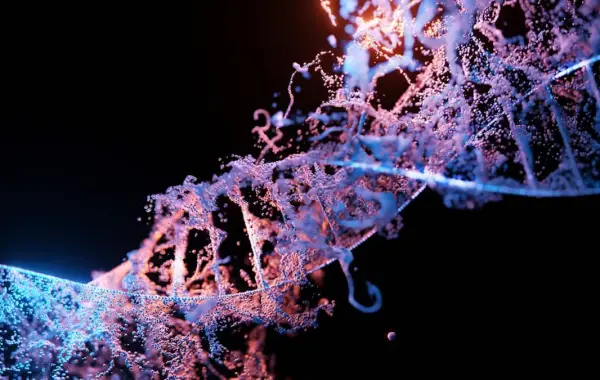 Rappresentazione della doppia elica del DNA e della ricerca genetica