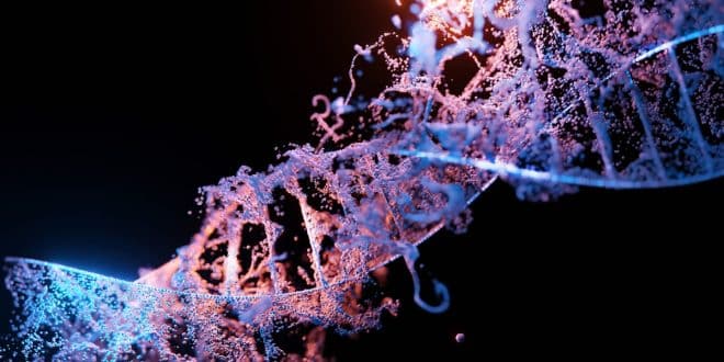 Rappresentazione della doppia elica del DNA e della ricerca genetica