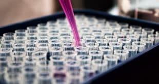 Ricercatrice al lavoro in un laboratorio di scienze della vita