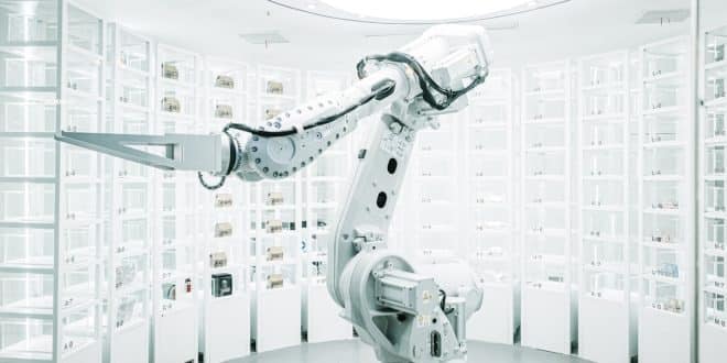 Braccio robotico industriale guidato dall intelligenza artificiale