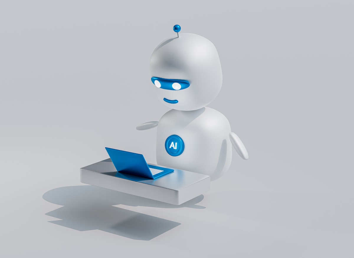 Robot chatbot accanto a uno smartphone con messaggi, illustrazione dell'intelligenza artificiale conversazionale