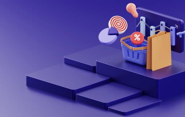 Concetto di acquisti online e commercio elettronico, tema delle immagini generate dall'intelligenza artificiale nelle schede prodotto