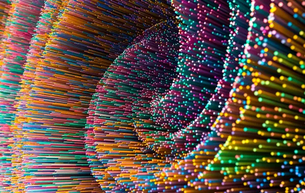 Arte generativa colorata che rappresenta la creazione di immagini con AI