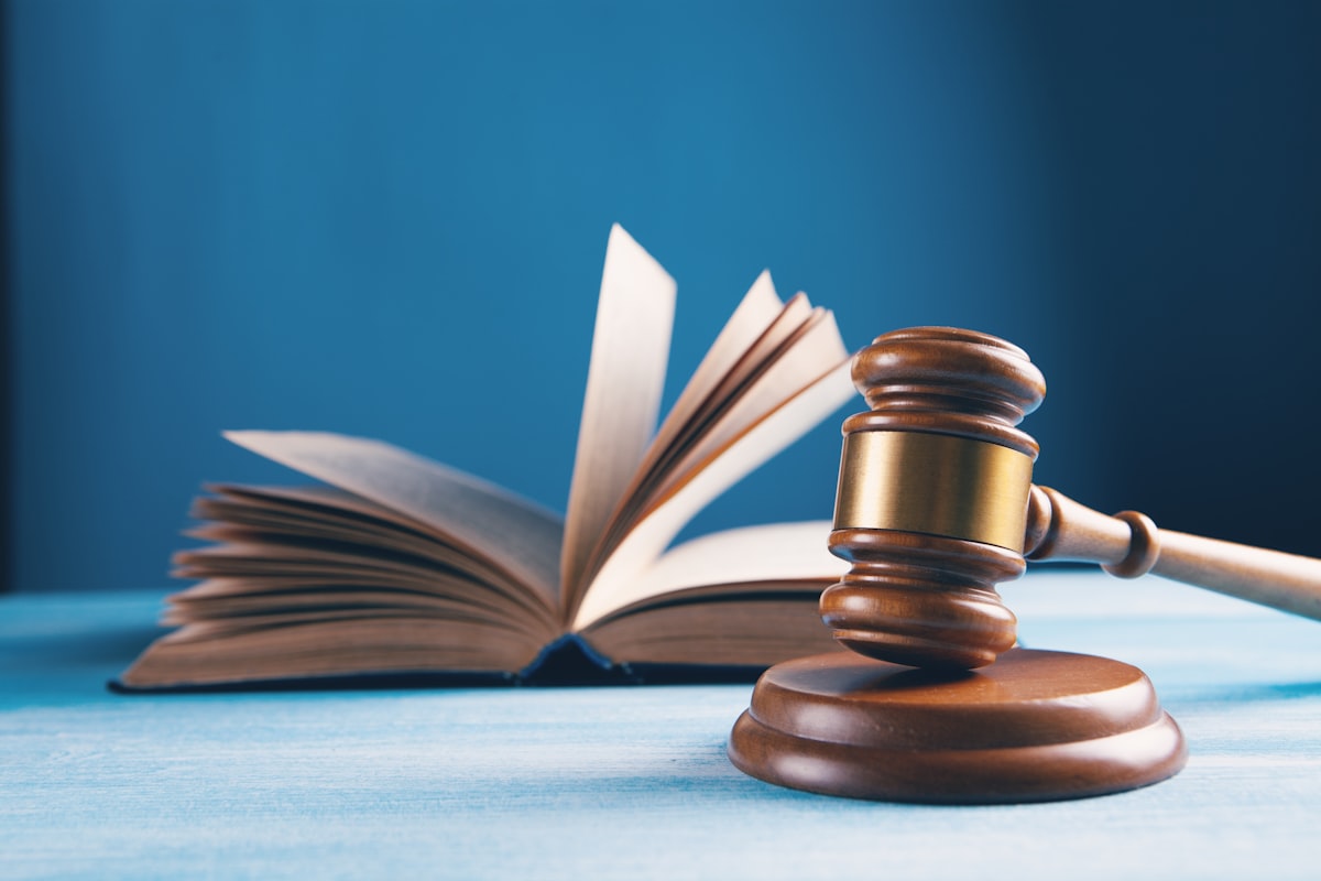 Martello del giudice appoggiato su un libro, a simboleggiare una sentenza di un tribunale federale