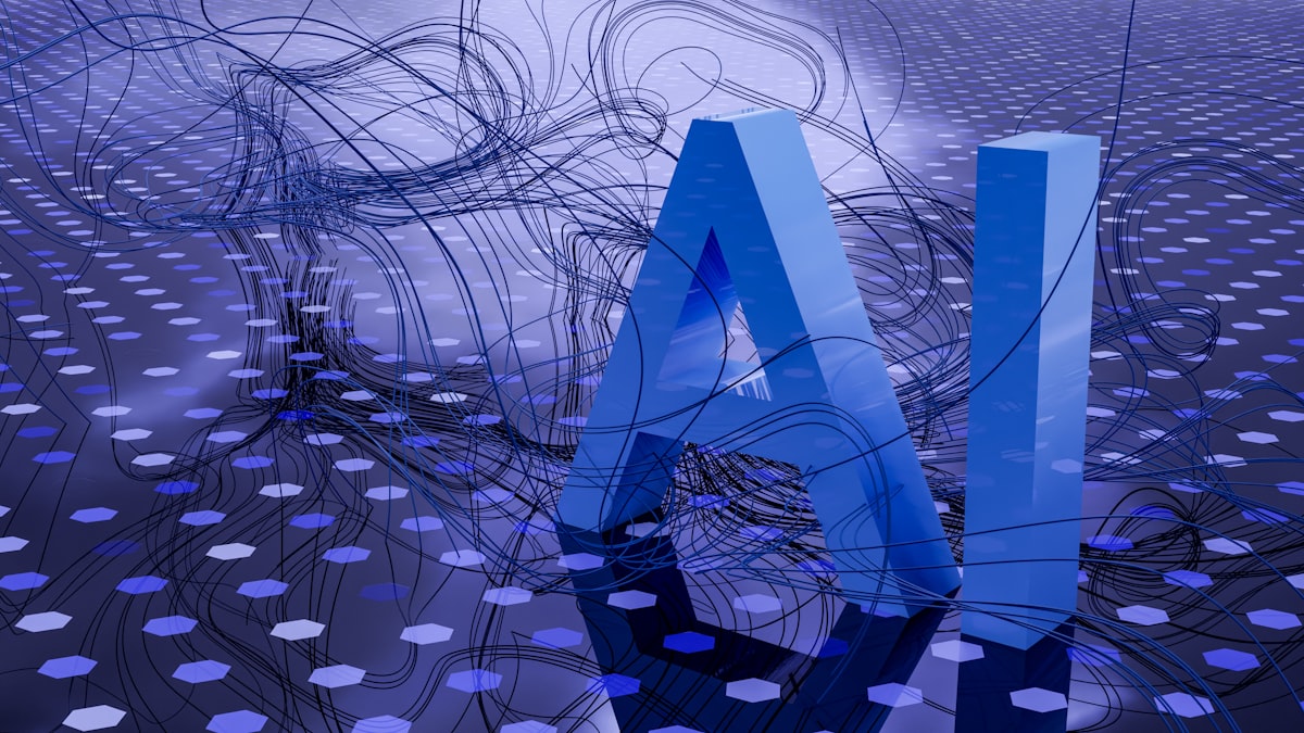 Scritta AI in 3D su sfondo digitale, a rappresentare l'intelligenza artificiale di ChatGPT