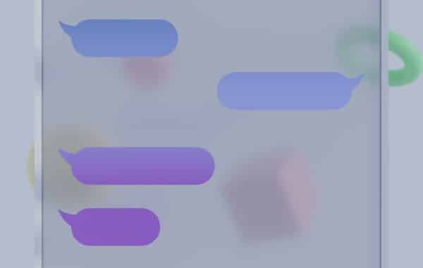 Bolle di dialogo astratte che rappresentano i messaggi gestiti dall'intelligenza artificiale su Mac
