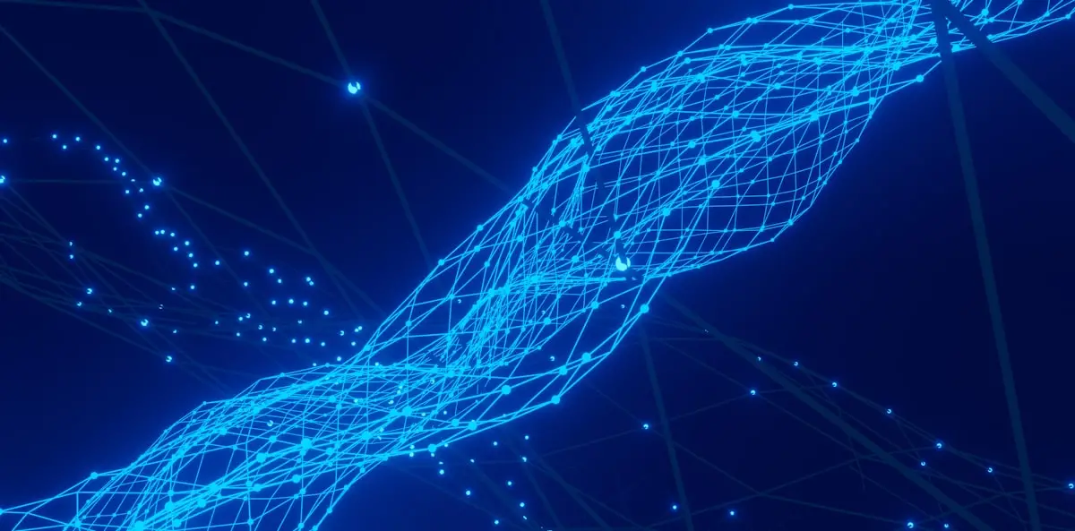 Illustrazione astratta di punti e linee che rappresenta il clustering dei dati nel machine learning