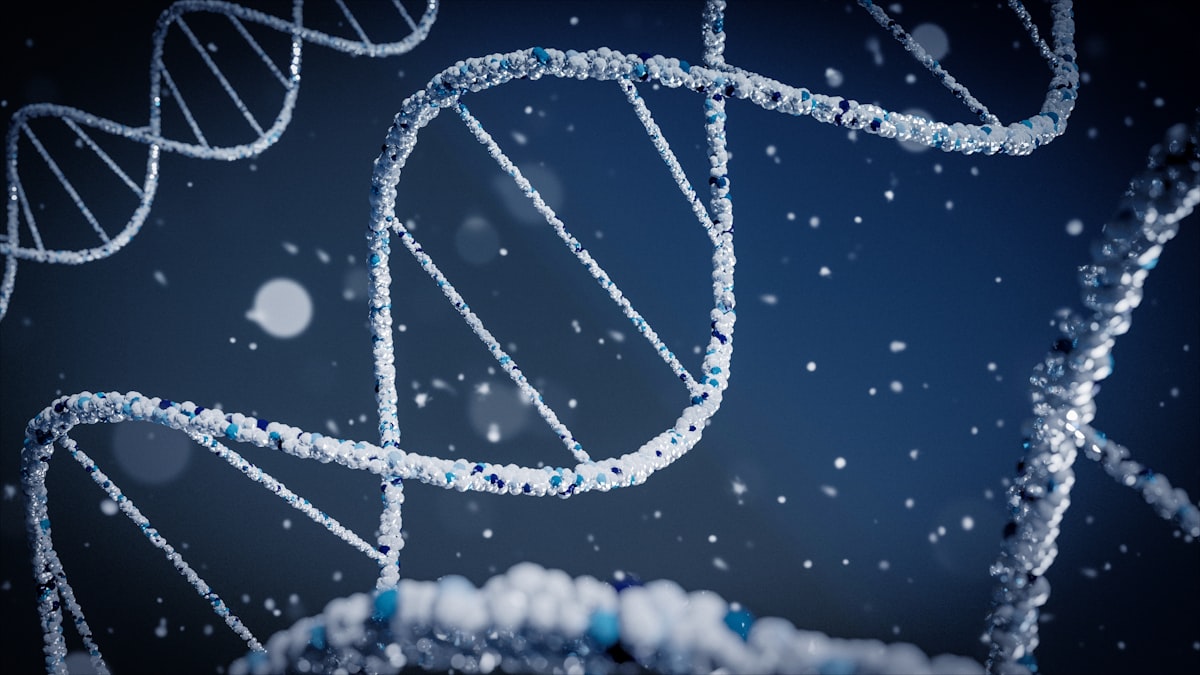 Rappresentazione della doppia elica del DNA, simbolo delle capacita di biologia dei modelli AI