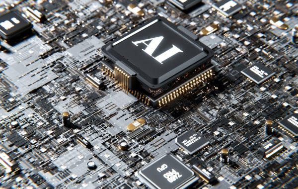 Microchip per l'intelligenza artificiale, simbolo del costo di calcolo dei modelli AI