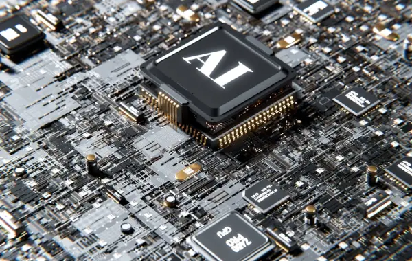 Microchip per l'intelligenza artificiale, simbolo del costo di calcolo dei modelli AI