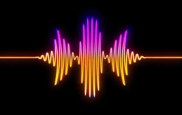 Onda sonora colorata che rappresenta il modello vocale Grok Voice Think Fast 2.0 di xAI