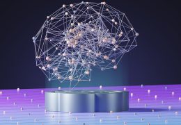 Rappresentazione astratta di una rete neurale con nodi e connessioni luminose