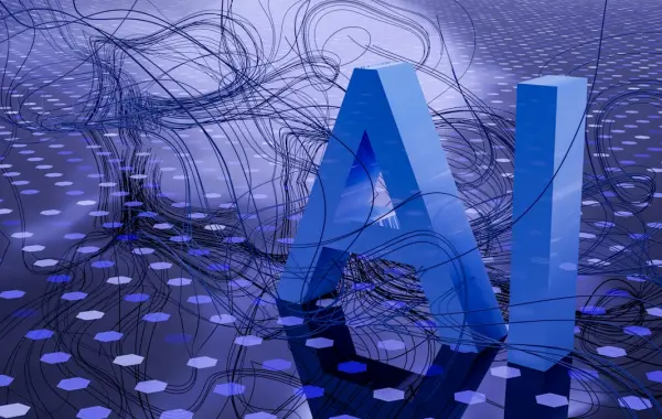 Illustrazione astratta di una rete neurale di intelligenza artificiale