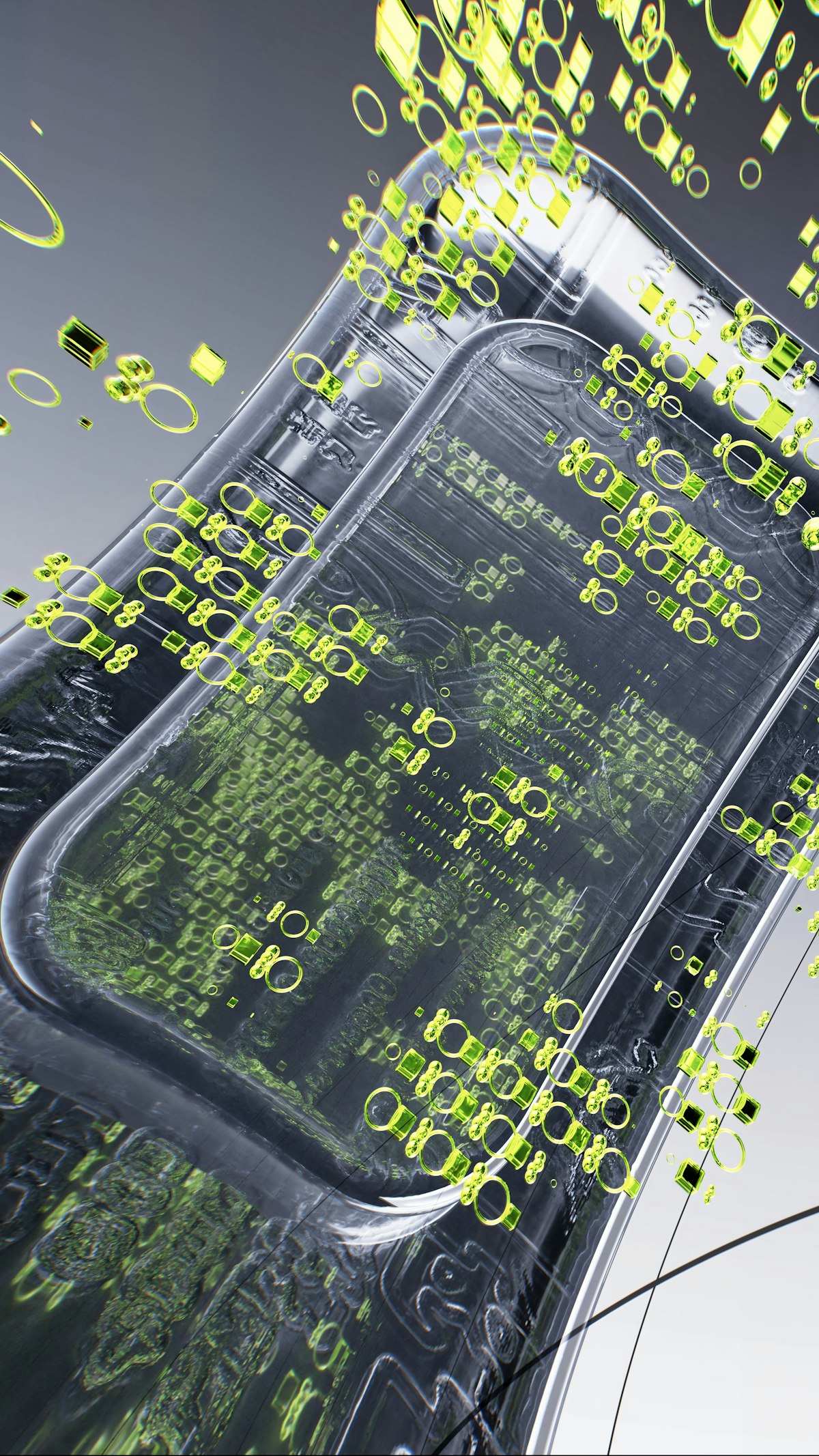 Smartphone con effetti digitali che rappresenta l'AI agentica di Gemini Intelligence sui Pixel 11