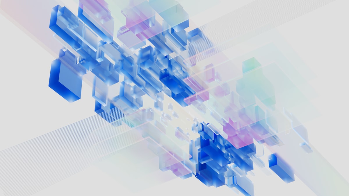 Cubi 3D astratti che evocano i mondi virtuali generati dall'intelligenza artificiale
