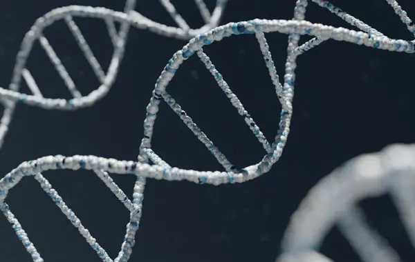 Rappresentazione di una doppia elica di DNA, simbolo della scoperta del sistema enzimatico ART da parte di Claude