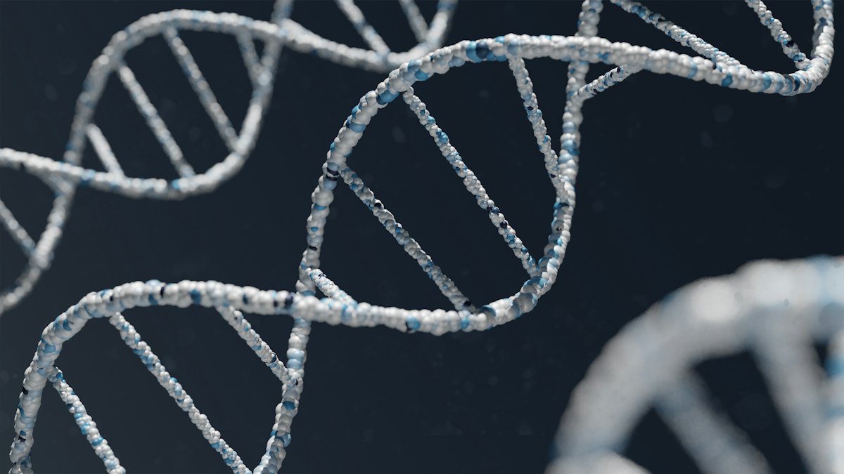 Rappresentazione di una doppia elica di DNA, simbolo della scoperta del sistema enzimatico ART da parte di Claude