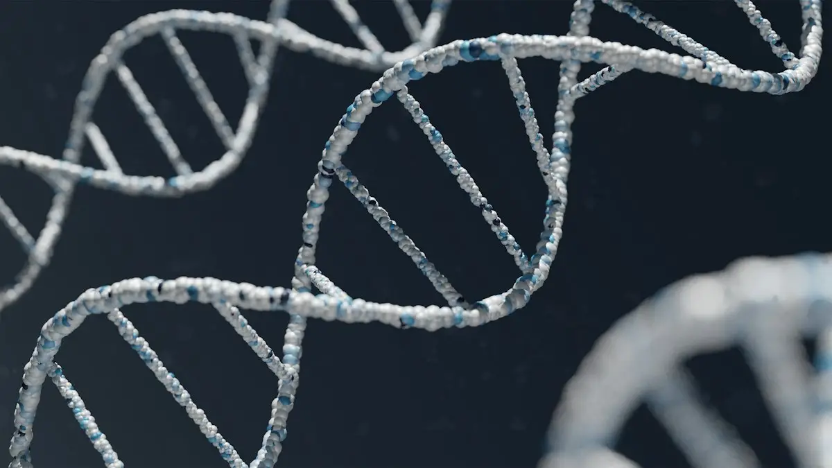 Rappresentazione di una doppia elica di DNA, simbolo della scoperta del sistema enzimatico ART da parte di Claude