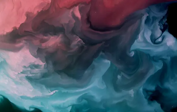 Vortici astratti di un fluido colorato che richiamano la dinamica delle equazioni di Eulero