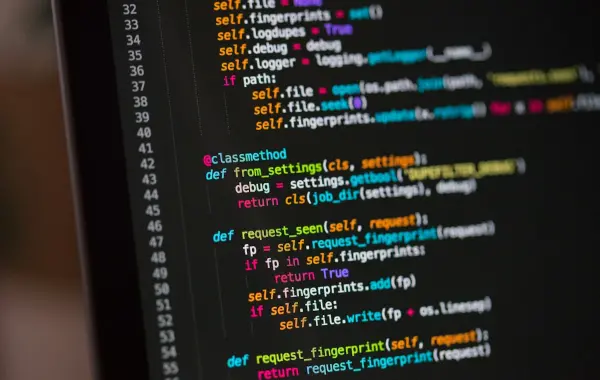 Codice di programmazione su uno schermo, simbolo dei modelli AI per lo sviluppo software
