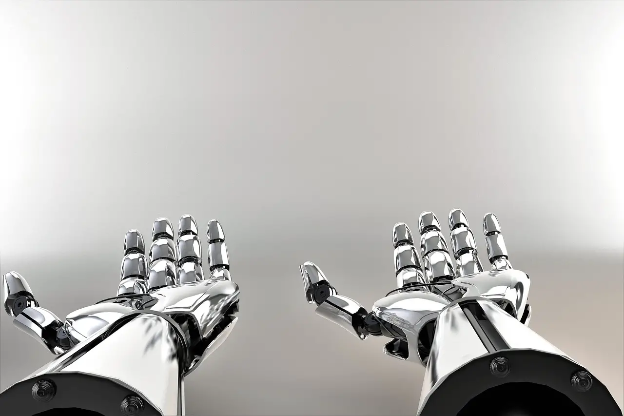 Robot umanoide in primo piano, simbolo del rapporto tra intelligenza artificiale e dignità umana