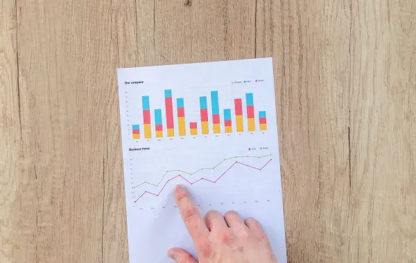 Grafici e dati su carta che rappresentano l analisi e la previsione con la regressione