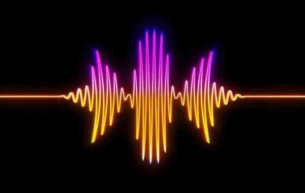 Onda sonora colorata che rappresenta la sintesi vocale basata sull intelligenza artificiale