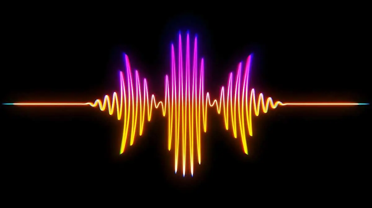 Onda sonora colorata che rappresenta la sintesi vocale basata sull intelligenza artificiale