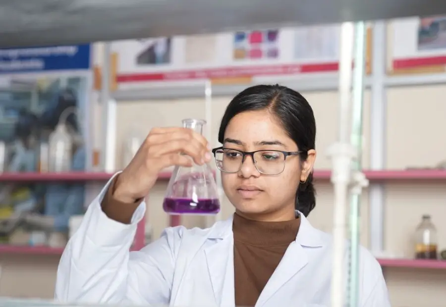 Ricercatore in laboratorio al lavoro su campioni, ricerca farmaceutica