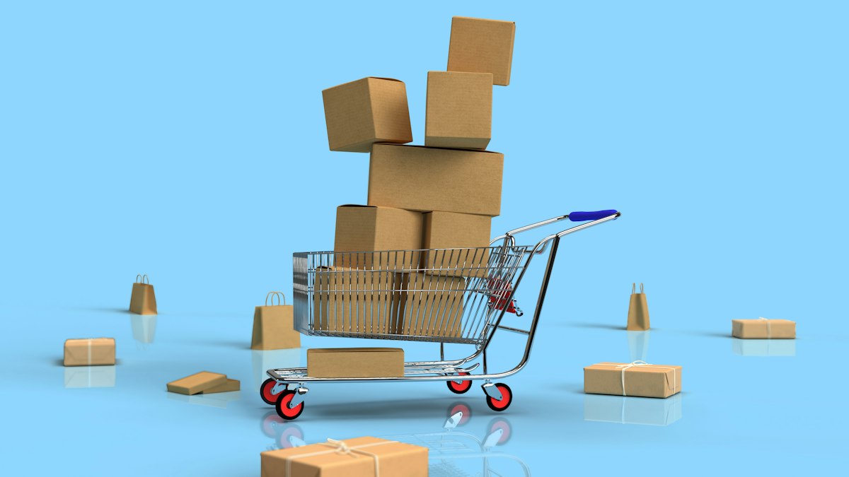 Carrello della spesa online su schermo di computer portatile