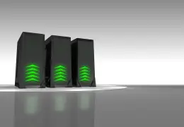 Server in un data center con luci di stato
