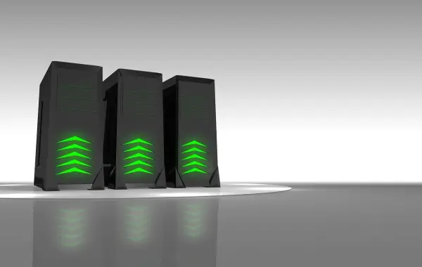 Server in un data center con luci di stato