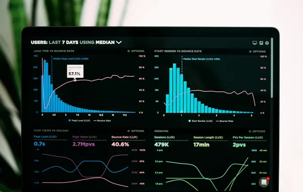 Schermo con grafici e dati di analisi per confrontare le prestazioni dei modelli AI
