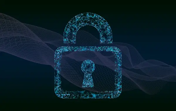 Concetto di cybersicurezza con lucchetto digitale e codice