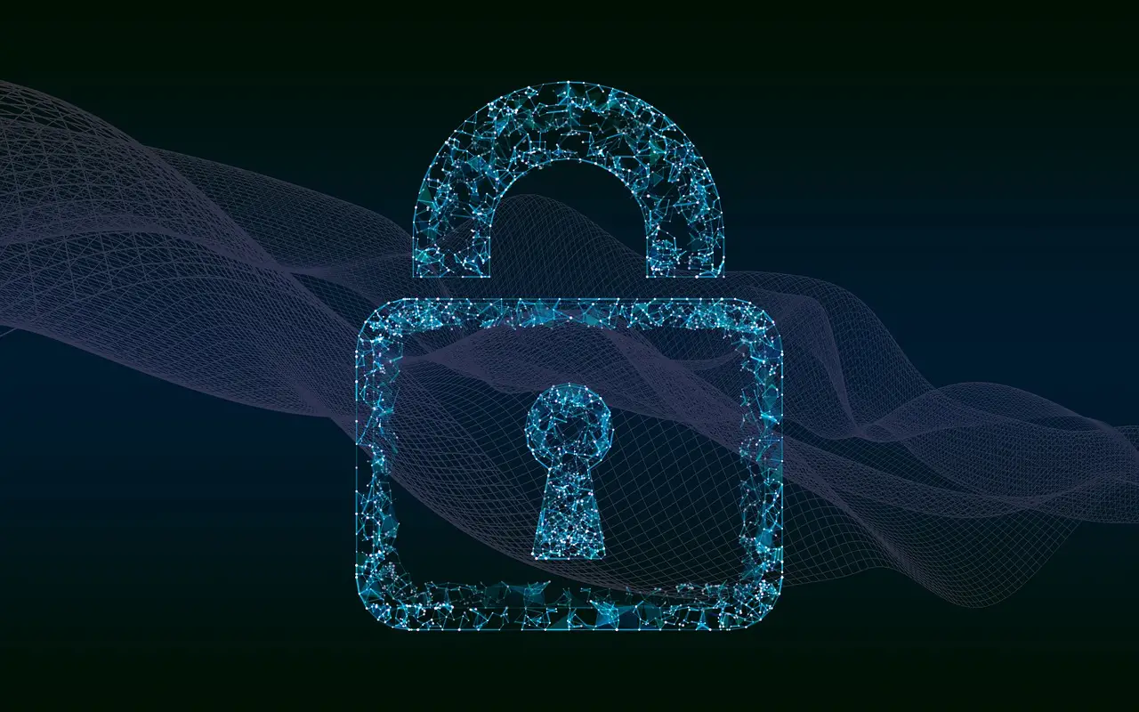 Concetto di cybersicurezza con lucchetto digitale e codice