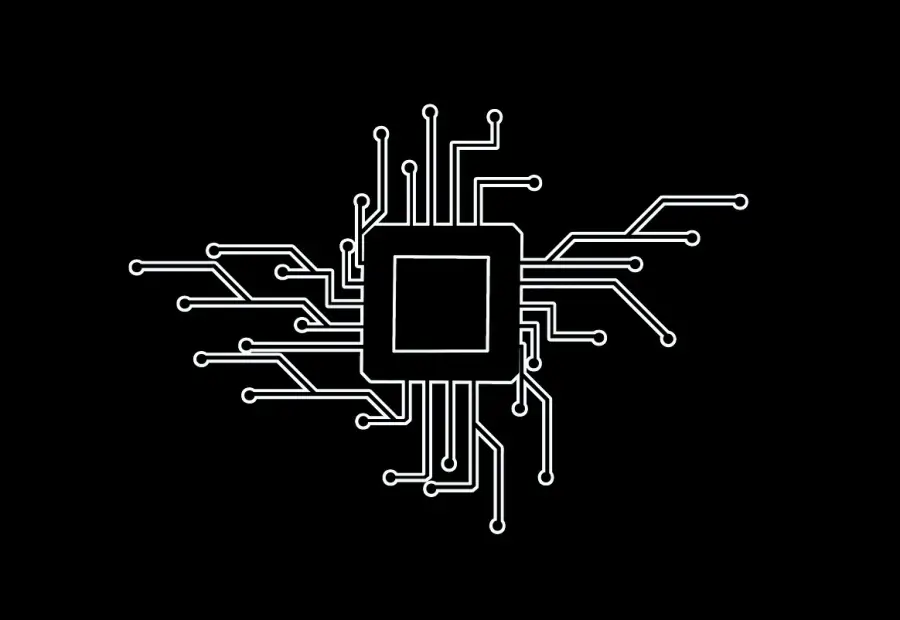 Microchip su scheda elettronica, simbolo dei processori per l'intelligenza artificiale
