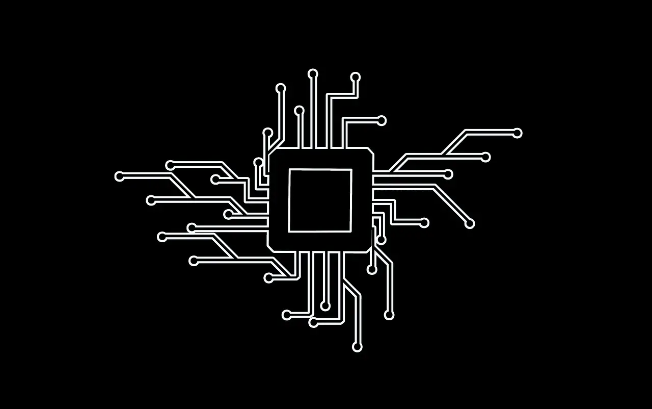 Microchip su scheda elettronica, simbolo dei processori per l'intelligenza artificiale