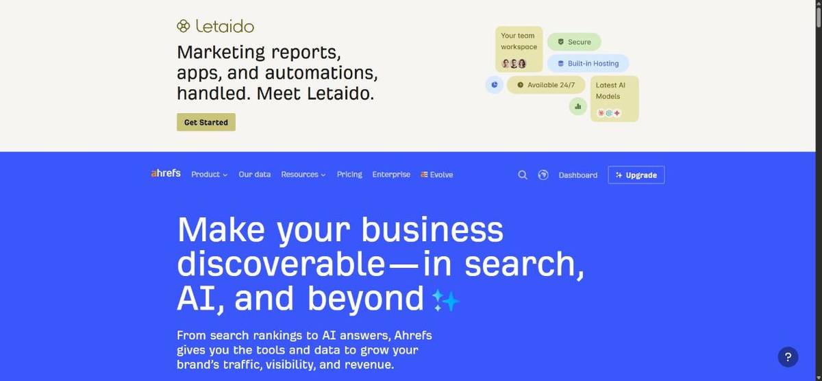 Home page di Ahrefs