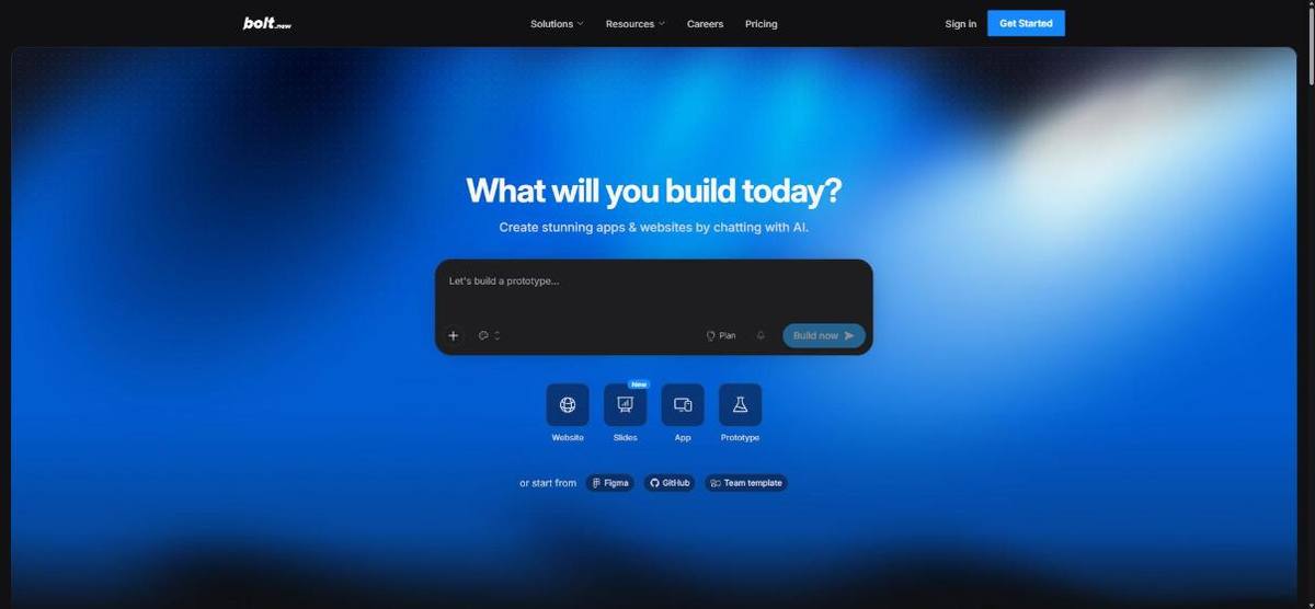 Home page di Bolt.new