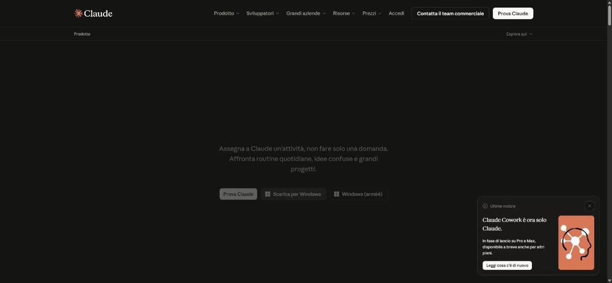 Home page di Claude