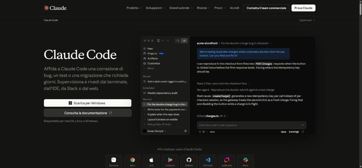 Home page di Claude Code