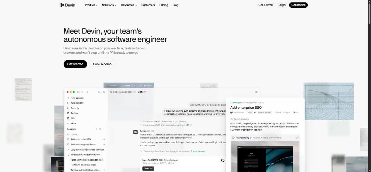 Home page di Devin