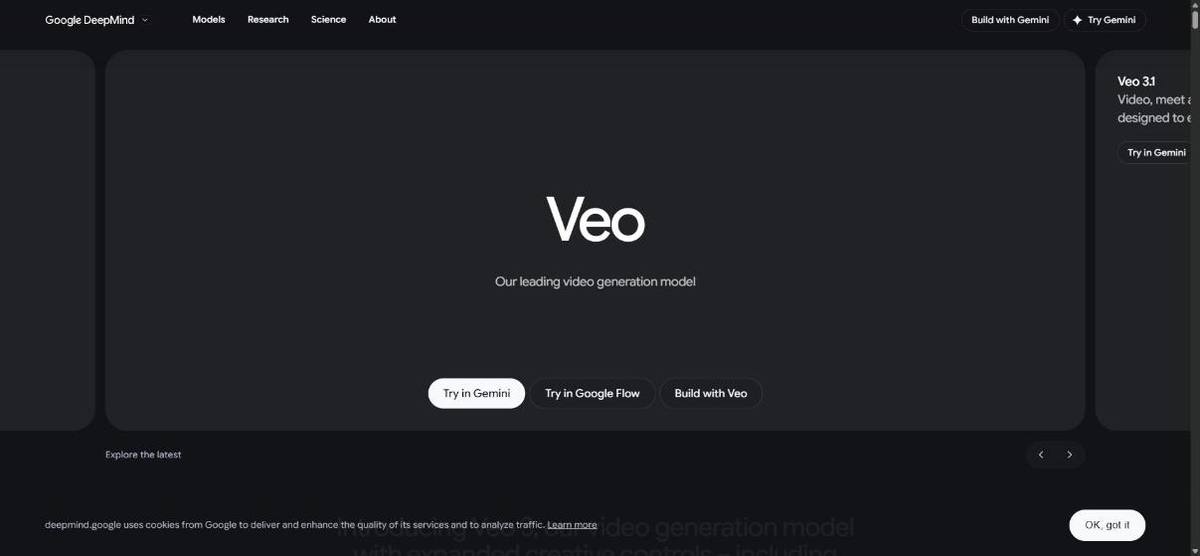 Home page di Google Veo e Flow