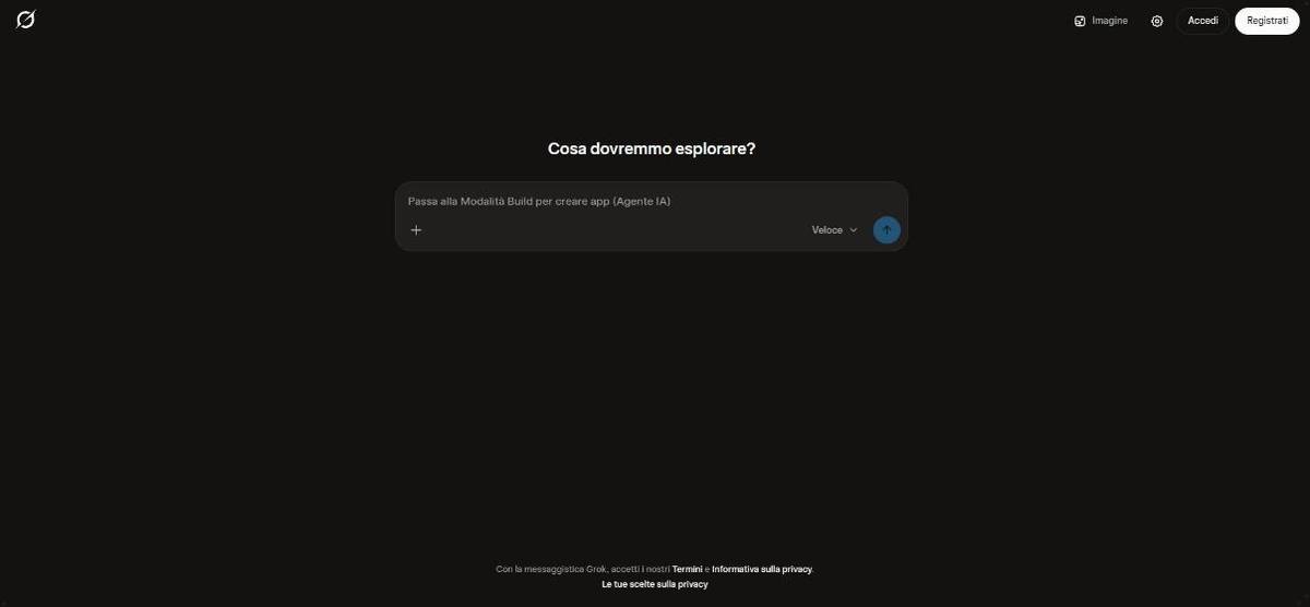 Home page di Grok