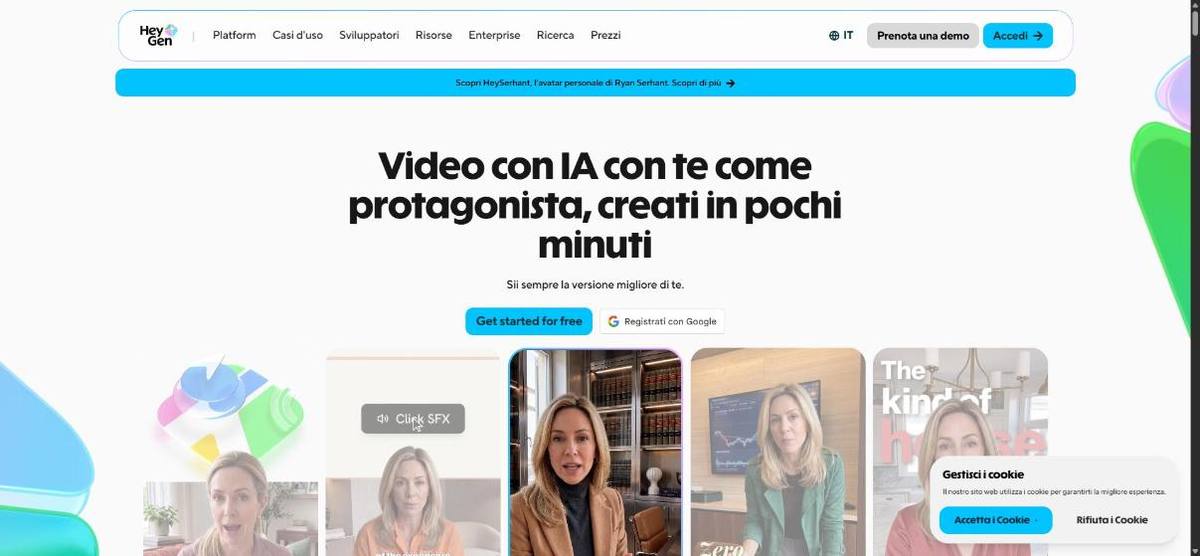 Home page di HeyGen
