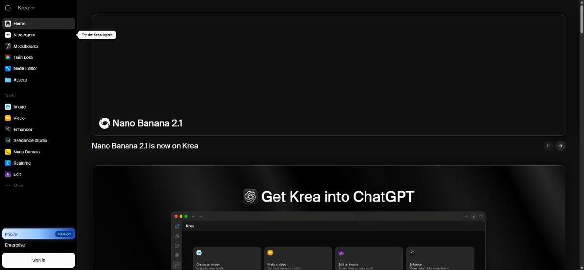 Home page di Krea
