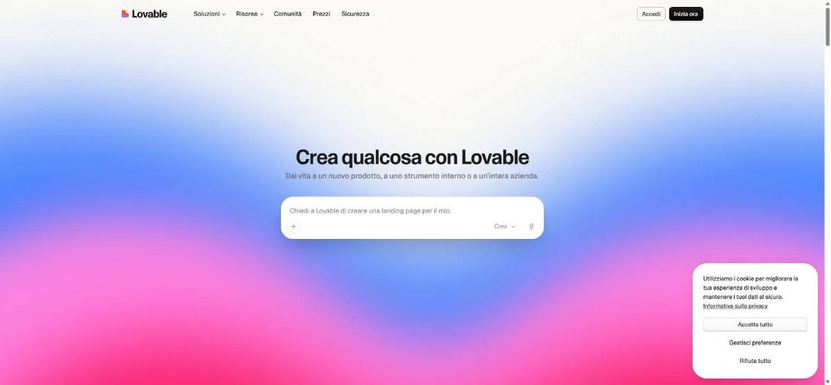 Home page di Lovable