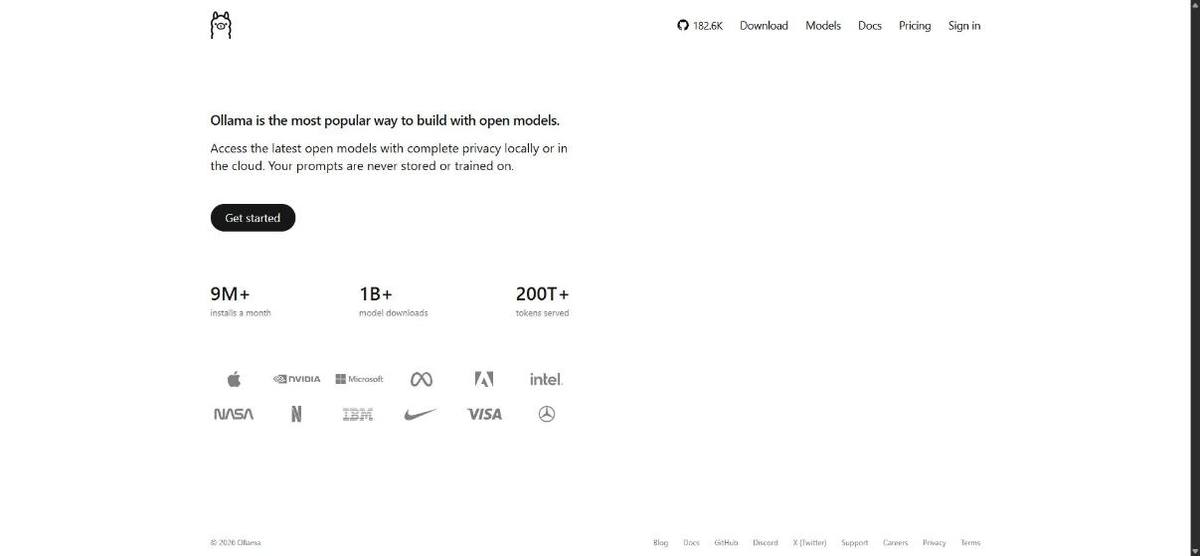 Home page di Ollama