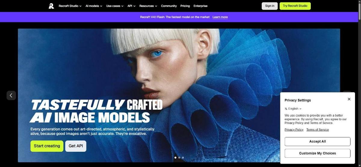Home page di Recraft
