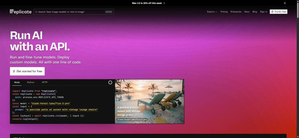 Home page di Replicate
